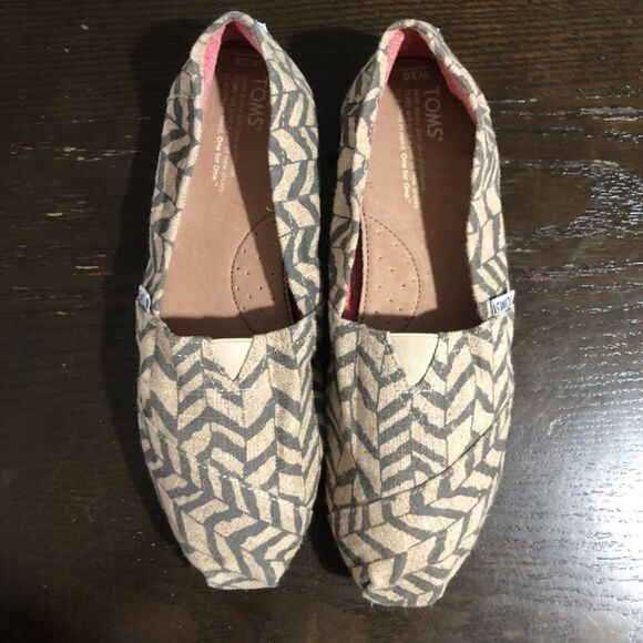 TOMS Zigzag Zebra Hemp Slip-On Espadrille Casual Shoes Size 10 - Picture 5 of 7